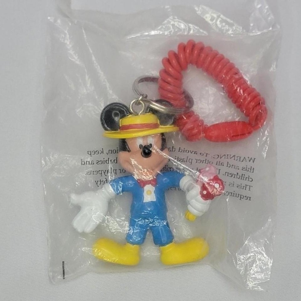 Vintage Disney Mickey Mouse Keychain Wrist Coil 90s Y2K Collector Accessories